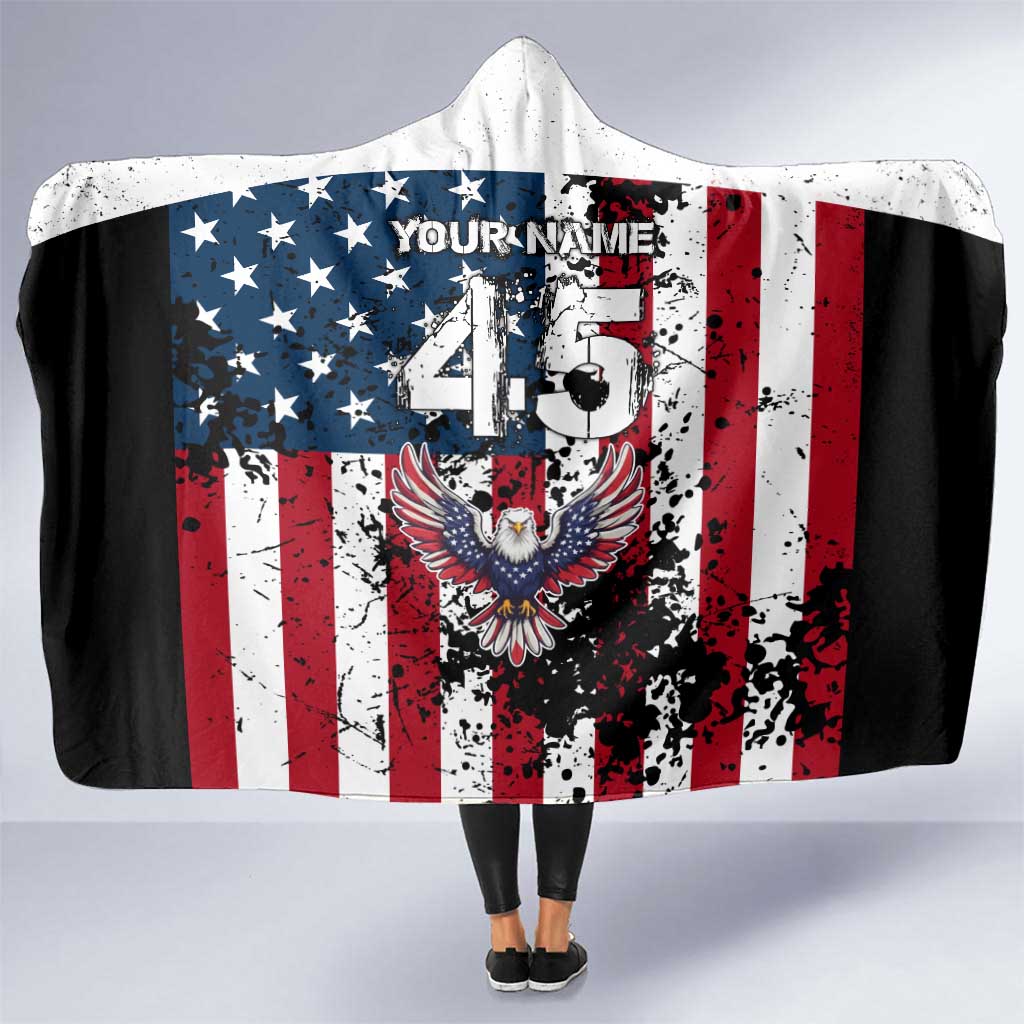 Custom American Flag Motocross Hooded Blanket with Eagle Graphic - Wonder Print Shop