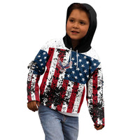 Custom American Flag Motocross Kid Hoodie with Eagle Graphic - Wonder Print Shop
