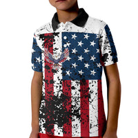 Custom American Flag Motocross Kid Polo Shirt with Eagle Graphic - Wonder Print Shop