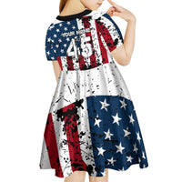 Custom American Flag Motocross Kid Short Sleeve Dress with Eagle Graphic - Wonder Print Shop