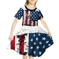 Custom American Flag Motocross Kid Short Sleeve Dress with Eagle Graphic - Wonder Print Shop
