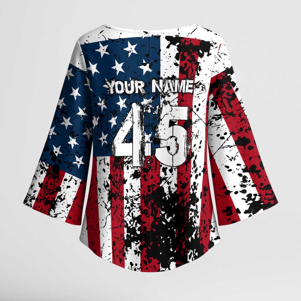 Custom American Flag Motocross Kimono Sleeve Blouse with Eagle Graphic - Wonder Print Shop