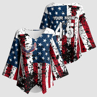 Custom American Flag Motocross Kimono Sleeve Blouse with Eagle Graphic - Wonder Print Shop