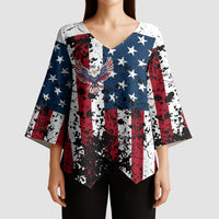 Custom American Flag Motocross Kimono Sleeve Blouse with Eagle Graphic - Wonder Print Shop
