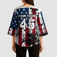 Custom American Flag Motocross Kimono Sleeve Blouse with Eagle Graphic - Wonder Print Shop