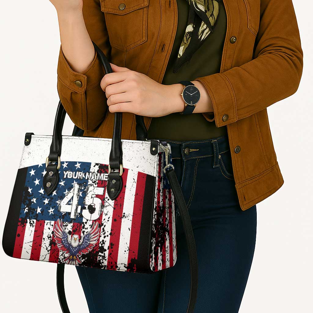 Custom American Flag Motocross Leather Bag with Eagle Graphic - Wonder Print Shop