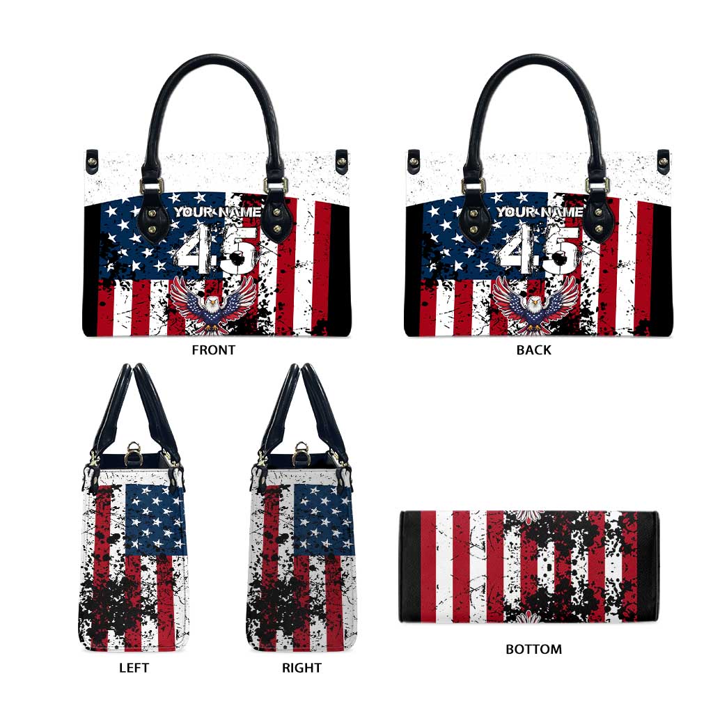 Custom American Flag Motocross Leather Bag with Eagle Graphic - Wonder Print Shop