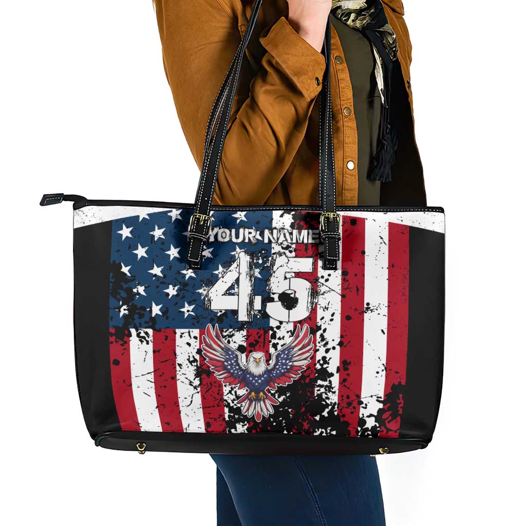 Custom American Flag Motocross Leather Tote Bag with Eagle Graphic - Wonder Print Shop