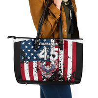 Custom American Flag Motocross Leather Tote Bag with Eagle Graphic - Wonder Print Shop