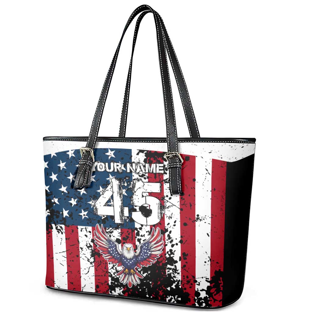 Custom American Flag Motocross Leather Tote Bag with Eagle Graphic - Wonder Print Shop