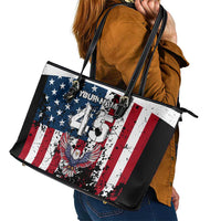 Custom American Flag Motocross Leather Tote Bag with Eagle Graphic - Wonder Print Shop