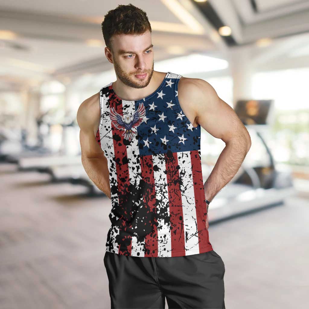 Custom American Flag Motocross Men Tank Top with Eagle Graphic - Wonder Print Shop