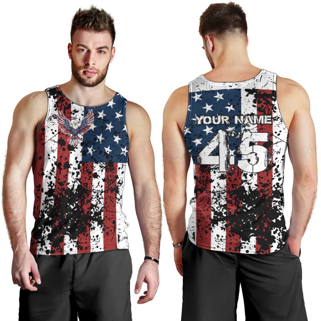 Custom American Flag Motocross Men Tank Top with Eagle Graphic - Wonder Print Shop