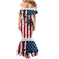 Custom American Flag Motocross Mermaid Dress with Eagle Graphic - Wonder Print Shop