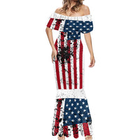Custom American Flag Motocross Mermaid Dress with Eagle Graphic - Wonder Print Shop