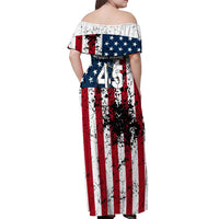 Custom American Flag Motocross Off Shoulder Maxi Dress with Eagle Graphic - Wonder Print Shop