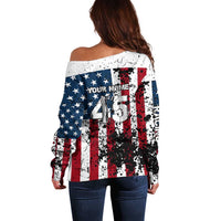 Custom American Flag Motocross Off Shoulder Sweater with Eagle Graphic - Wonder Print Shop
