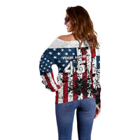 Custom American Flag Motocross Off Shoulder Sweater with Eagle Graphic - Wonder Print Shop