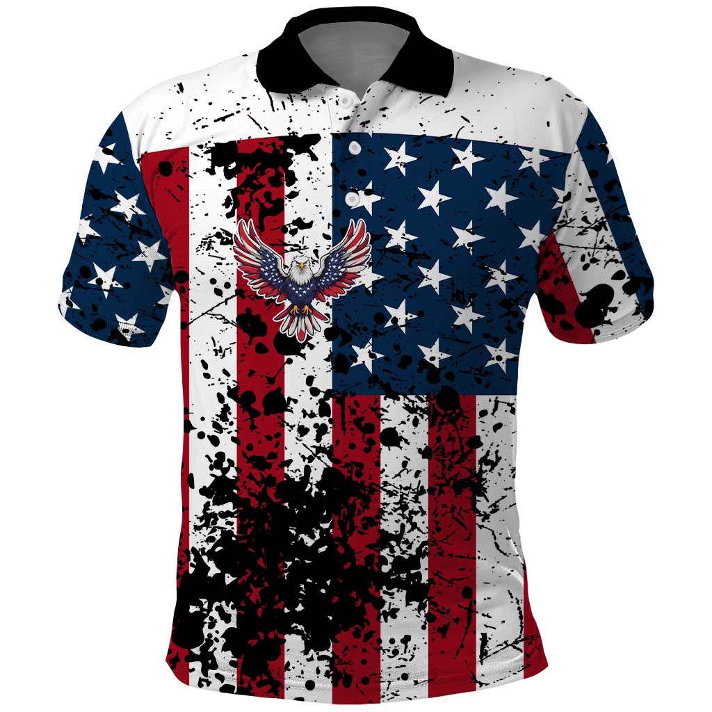 Custom American Flag Motocross Polo Shirt with Eagle Graphic - Wonder Print Shop