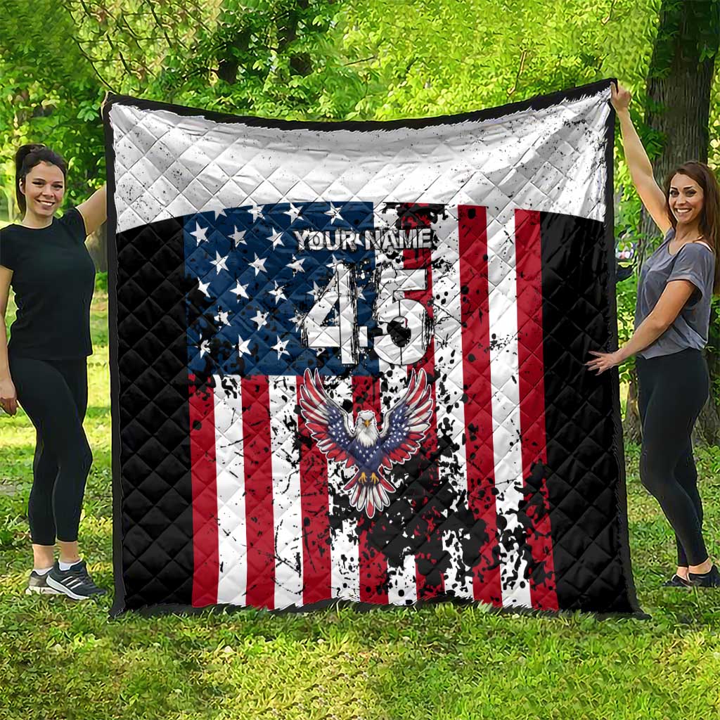 Custom American Flag Motocross Quilt with Eagle Graphic - Wonder Print Shop