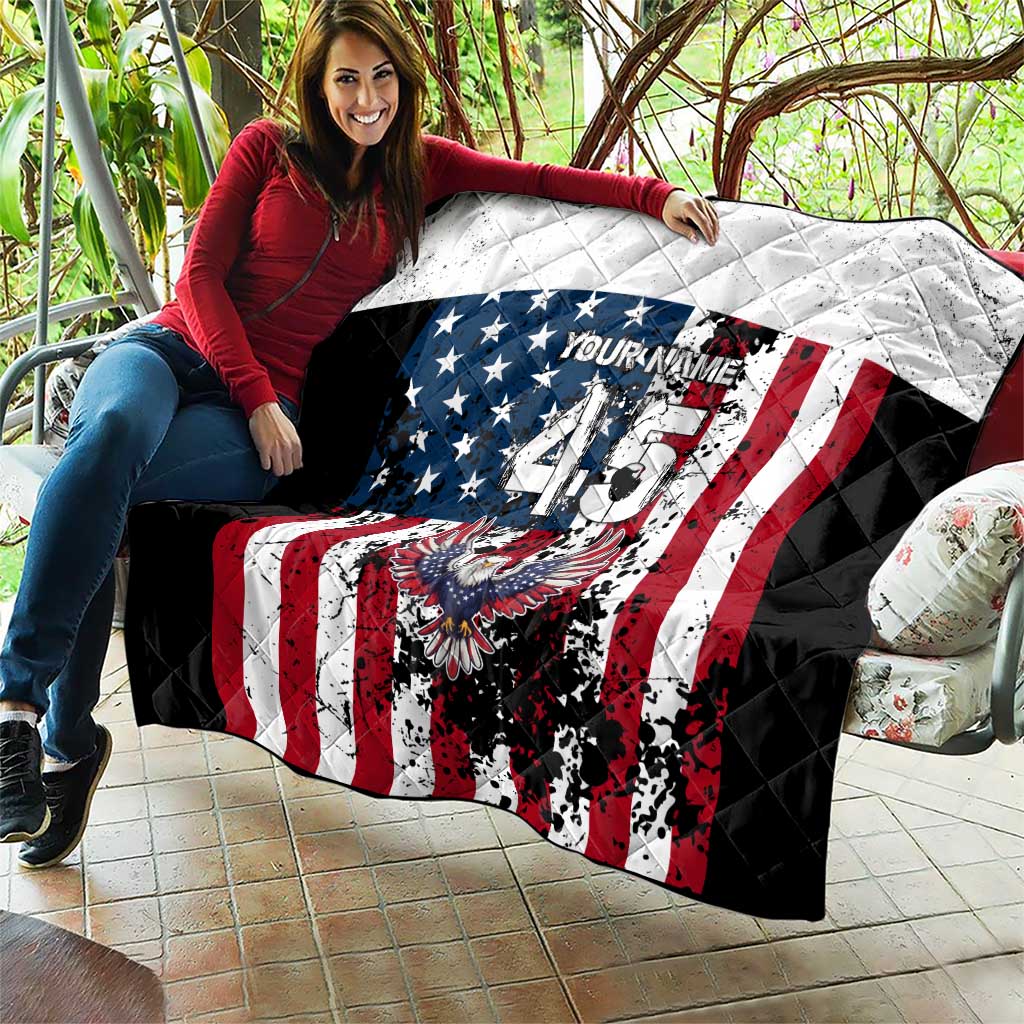 Custom American Flag Motocross Quilt with Eagle Graphic - Wonder Print Shop