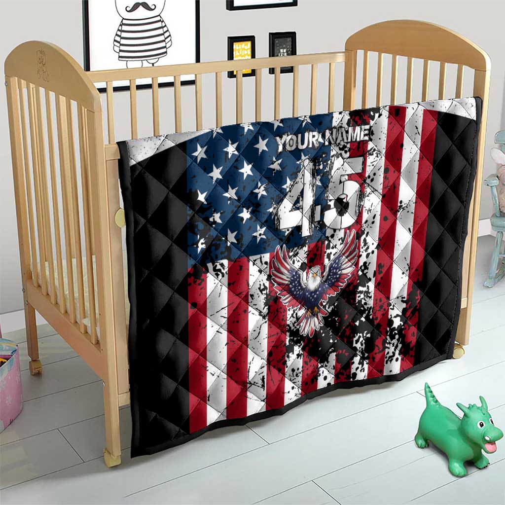 Custom American Flag Motocross Quilt with Eagle Graphic - Wonder Print Shop