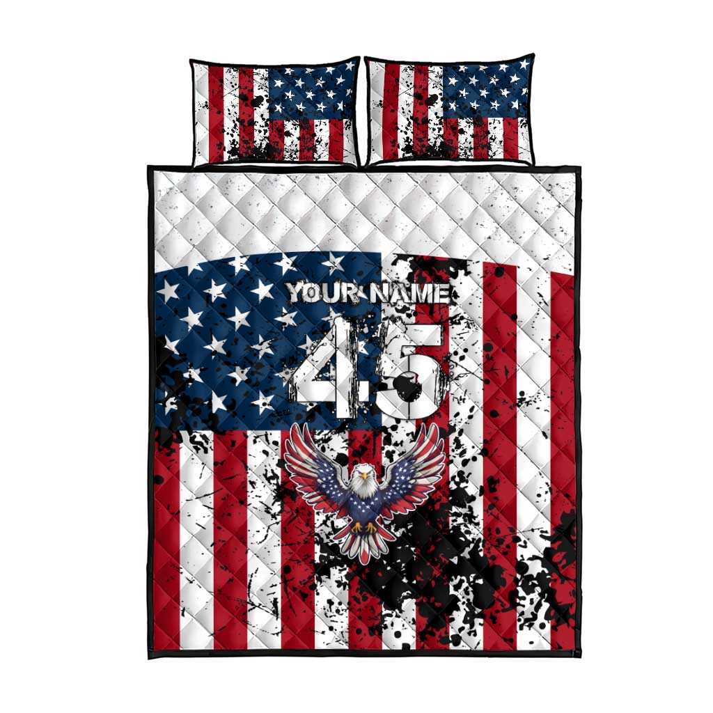 Custom American Flag Motocross Quilt Bed Set with Eagle Graphic - Wonder Print Shop
