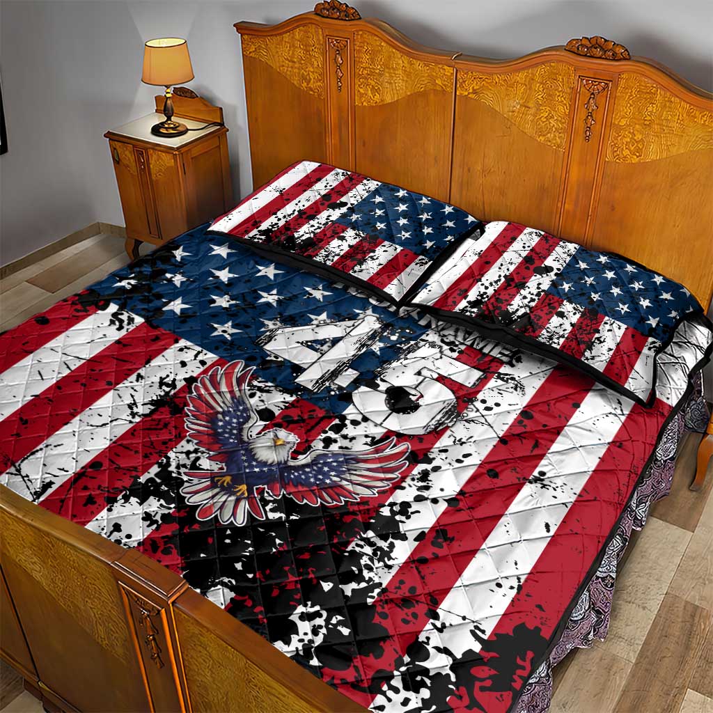 Custom American Flag Motocross Quilt Bed Set with Eagle Graphic - Wonder Print Shop