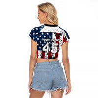 Custom American Flag Motocross Raglan Cropped T Shirt with Eagle Graphic - Wonder Print Shop