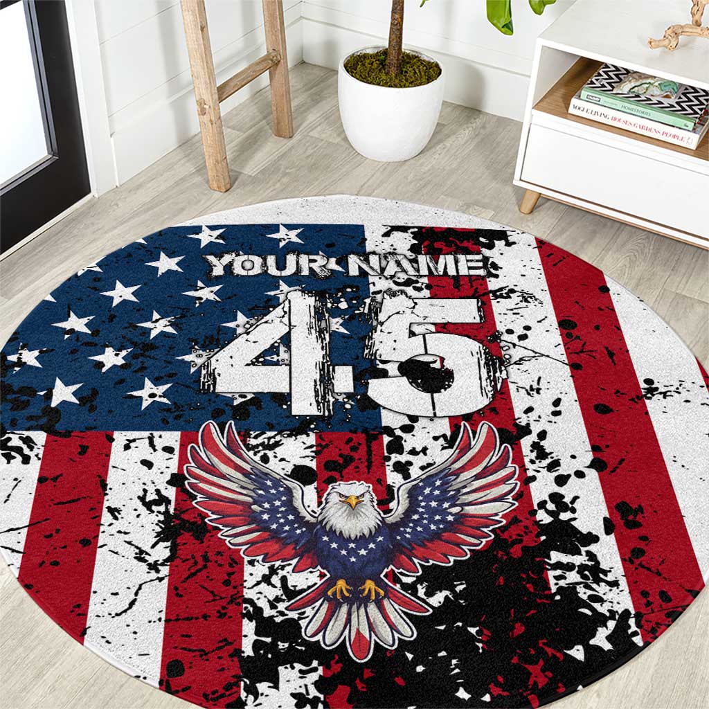 Custom American Flag Motocross Round Carpet with Eagle Graphic - Wonder Print Shop