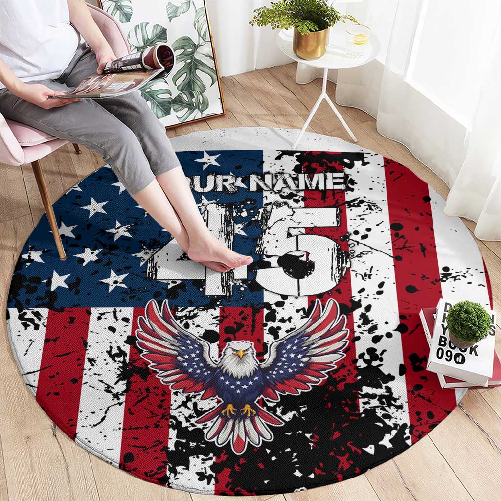 Custom American Flag Motocross Round Carpet with Eagle Graphic - Wonder Print Shop