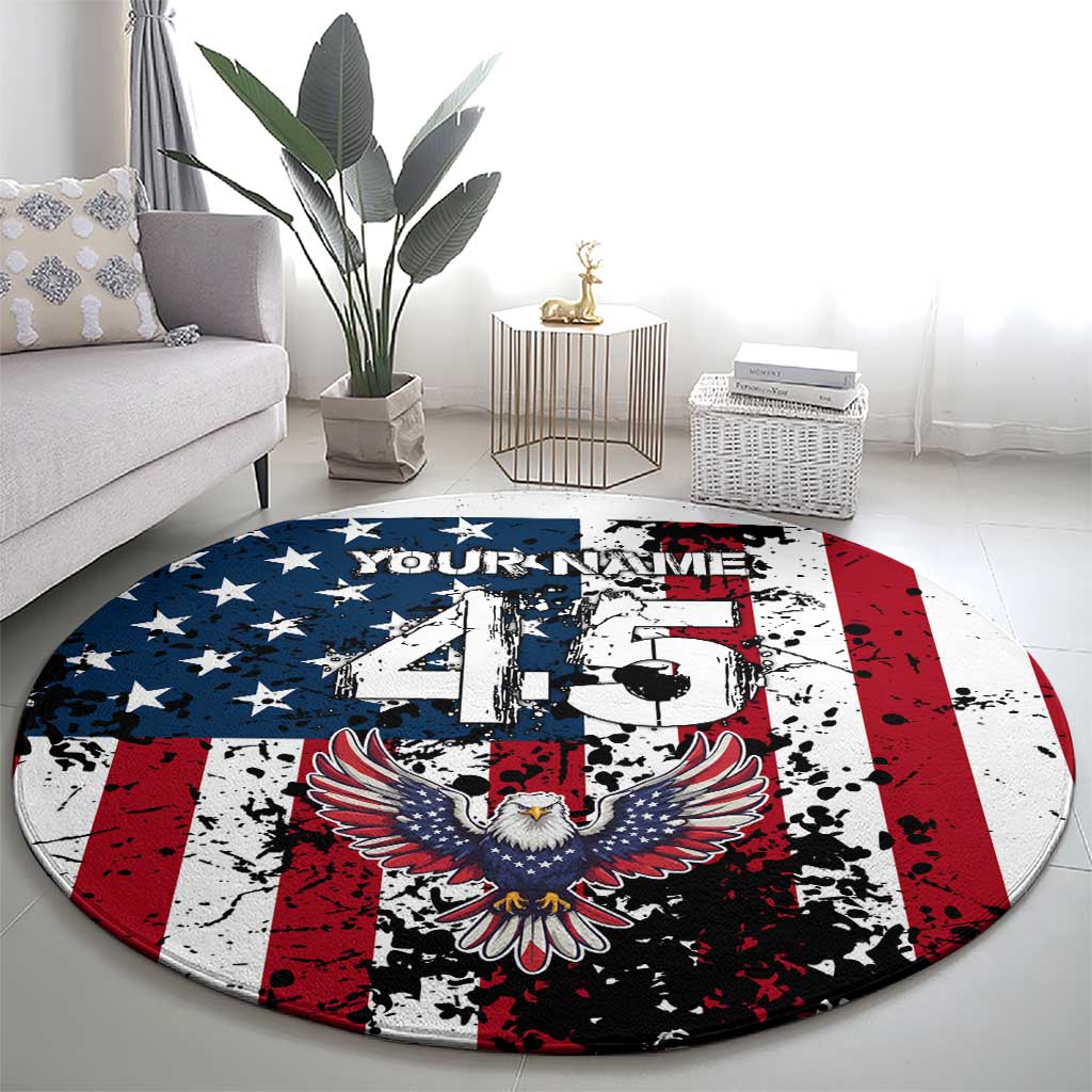 Custom American Flag Motocross Round Carpet with Eagle Graphic - Wonder Print Shop