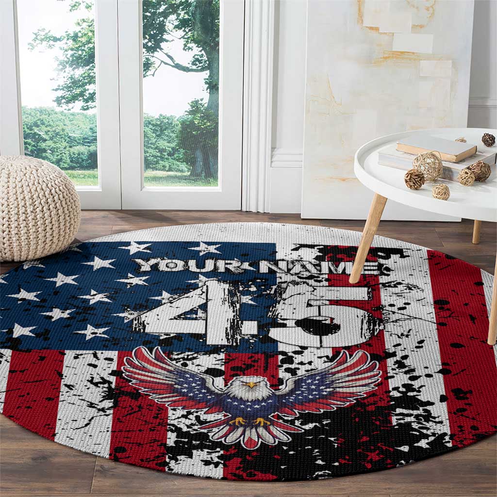 Custom American Flag Motocross Round Carpet with Eagle Graphic - Wonder Print Shop