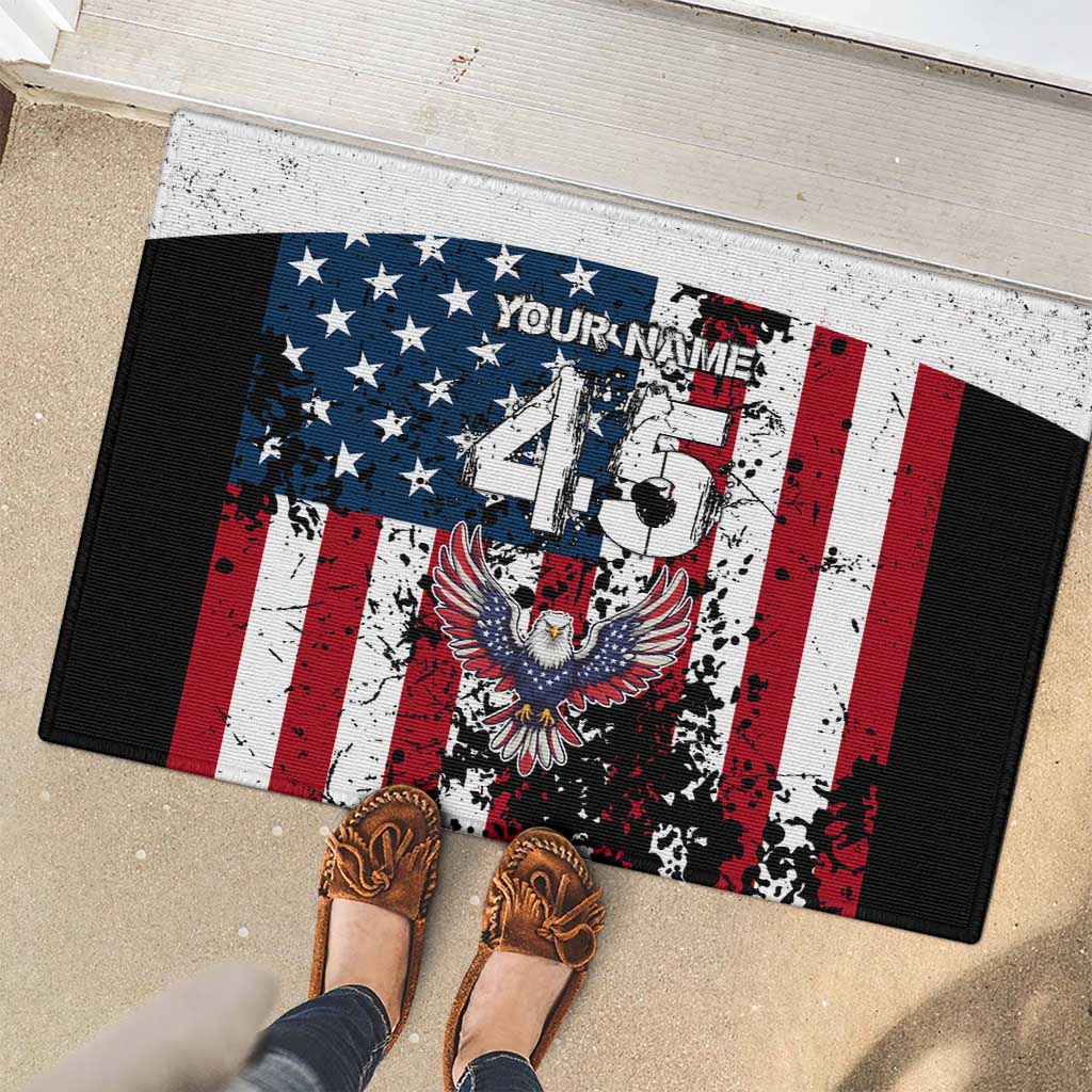 Custom American Flag Motocross Rubber Doormat with Eagle Graphic - Wonder Print Shop
