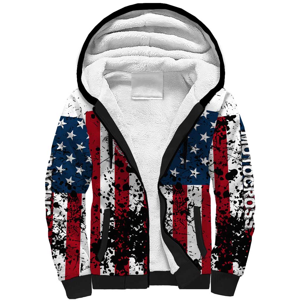 Custom American Flag Motocross Sherpa Hoodie with Eagle Graphic - Wonder Print Shop