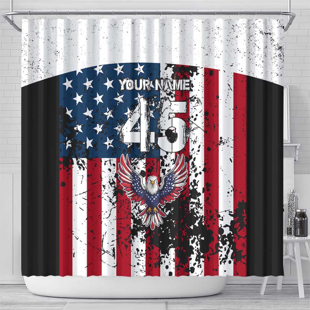 Custom American Flag Motocross Shower Curtain with Eagle Graphic - Wonder Print Shop