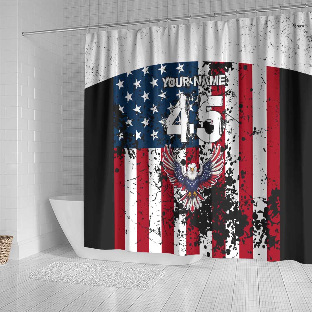 Custom American Flag Motocross Shower Curtain with Eagle Graphic - Wonder Print Shop
