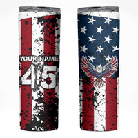 Custom American Flag Motocross Skinny Tumbler with Eagle Graphic - Wonder Print Shop