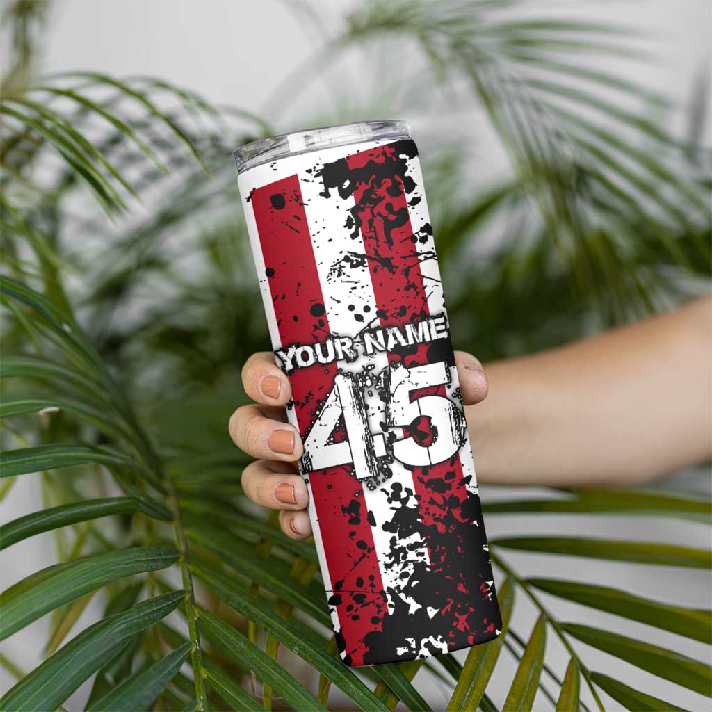 Custom American Flag Motocross Skinny Tumbler with Eagle Graphic - Wonder Print Shop