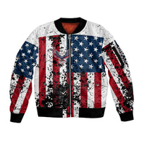 Custom American Flag Motocross Sleeve Zip Bomber Jacket with Eagle Graphic - Wonder Print Shop