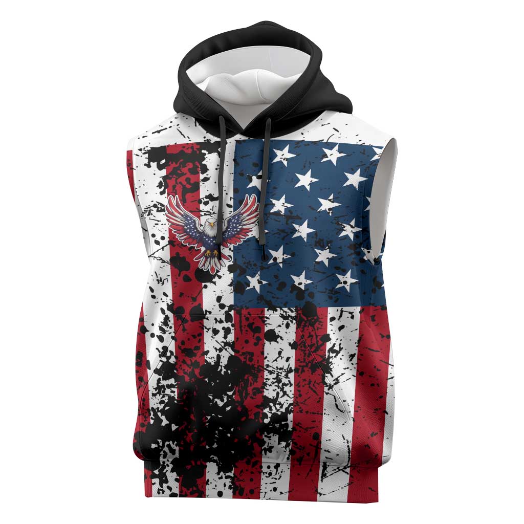 Custom American Flag Motocross Sleeveless Hoodie with Eagle Graphic - Wonder Print Shop