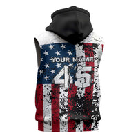Custom American Flag Motocross Sleeveless Hoodie with Eagle Graphic - Wonder Print Shop