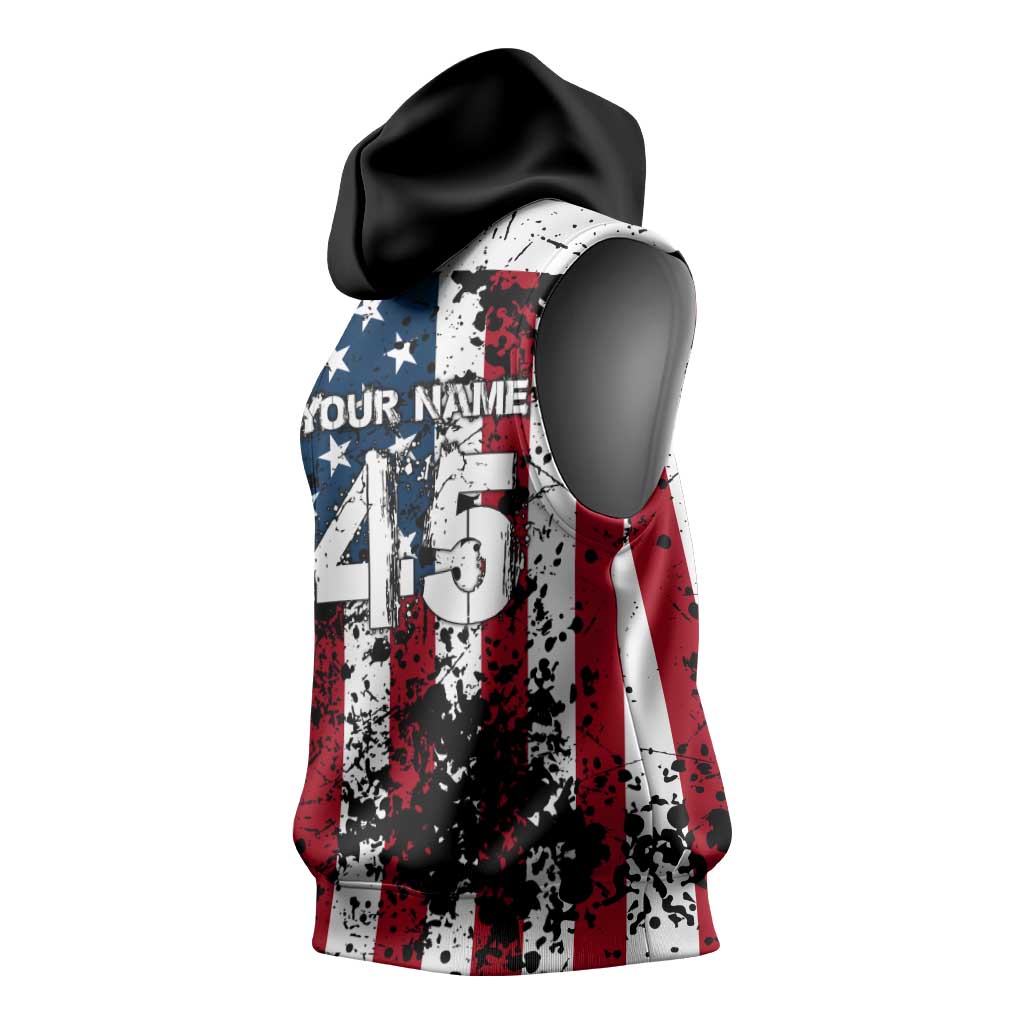 Custom American Flag Motocross Sleeveless Hoodie with Eagle Graphic - Wonder Print Shop