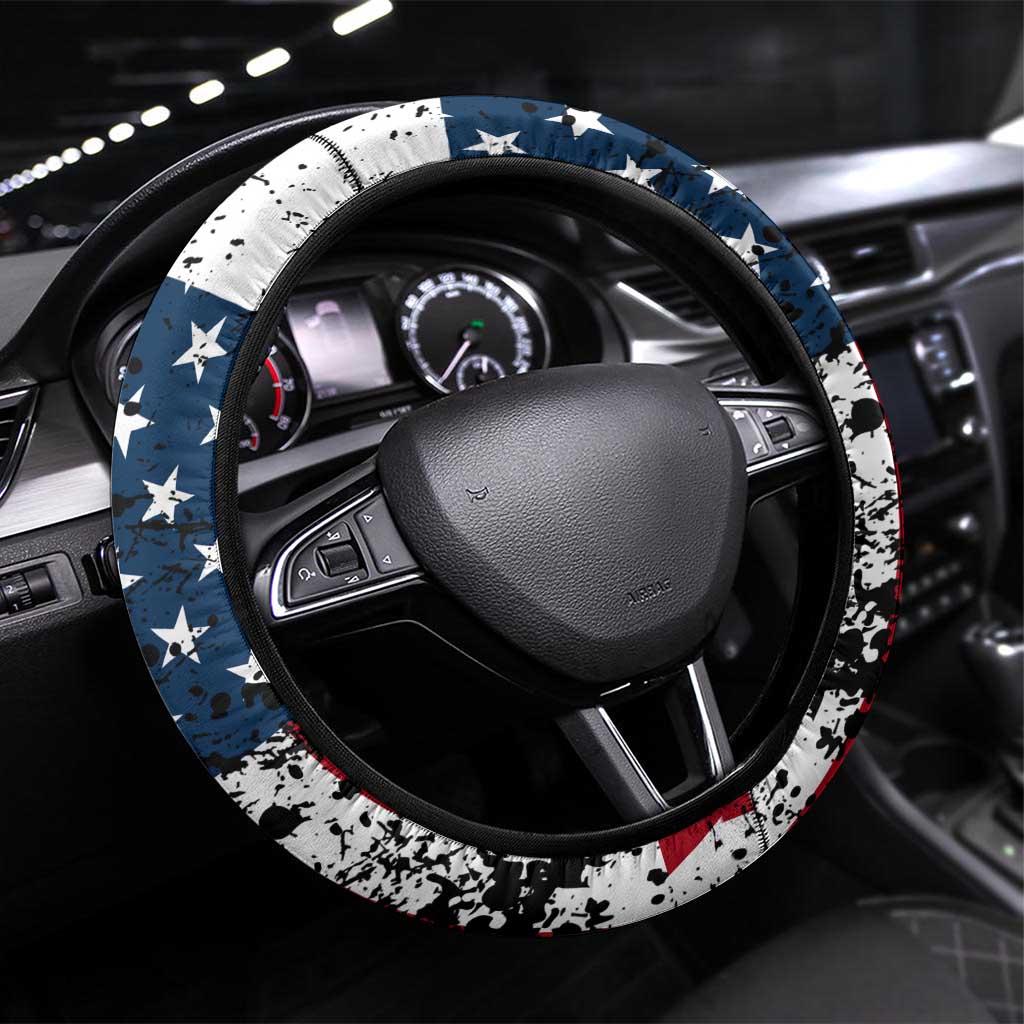 American Flag Motocross Steering Wheel Cover with Eagle Graphic - Wonder Print Shop