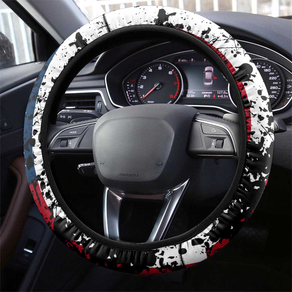 American Flag Motocross Steering Wheel Cover with Eagle Graphic - Wonder Print Shop