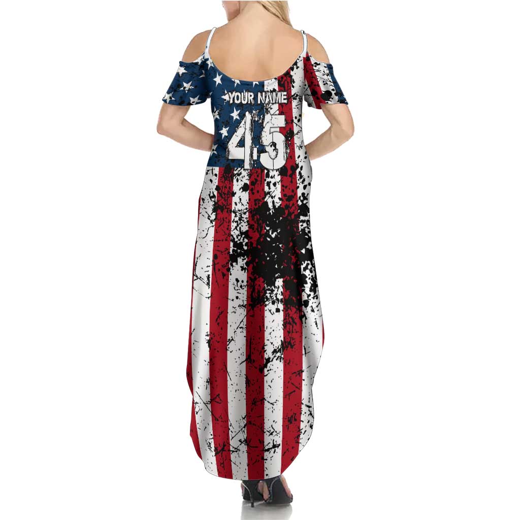 Custom American Flag Motocross Summer Maxi Dress with Eagle Graphic - Wonder Print Shop