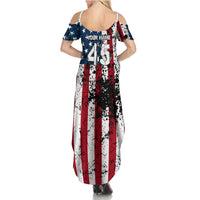 Custom American Flag Motocross Summer Maxi Dress with Eagle Graphic - Wonder Print Shop