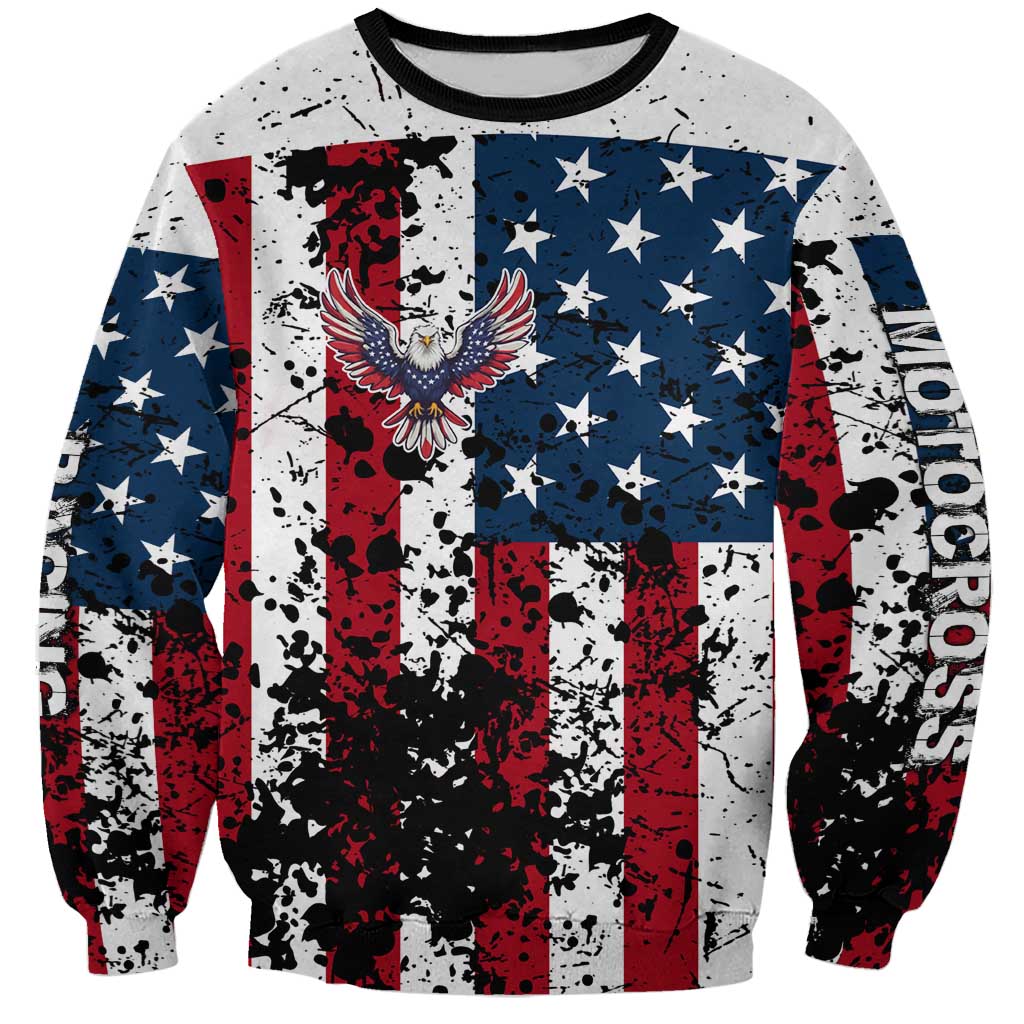 Custom American Flag Motocross Sweatshirt with Eagle Graphic - Wonder Print Shop