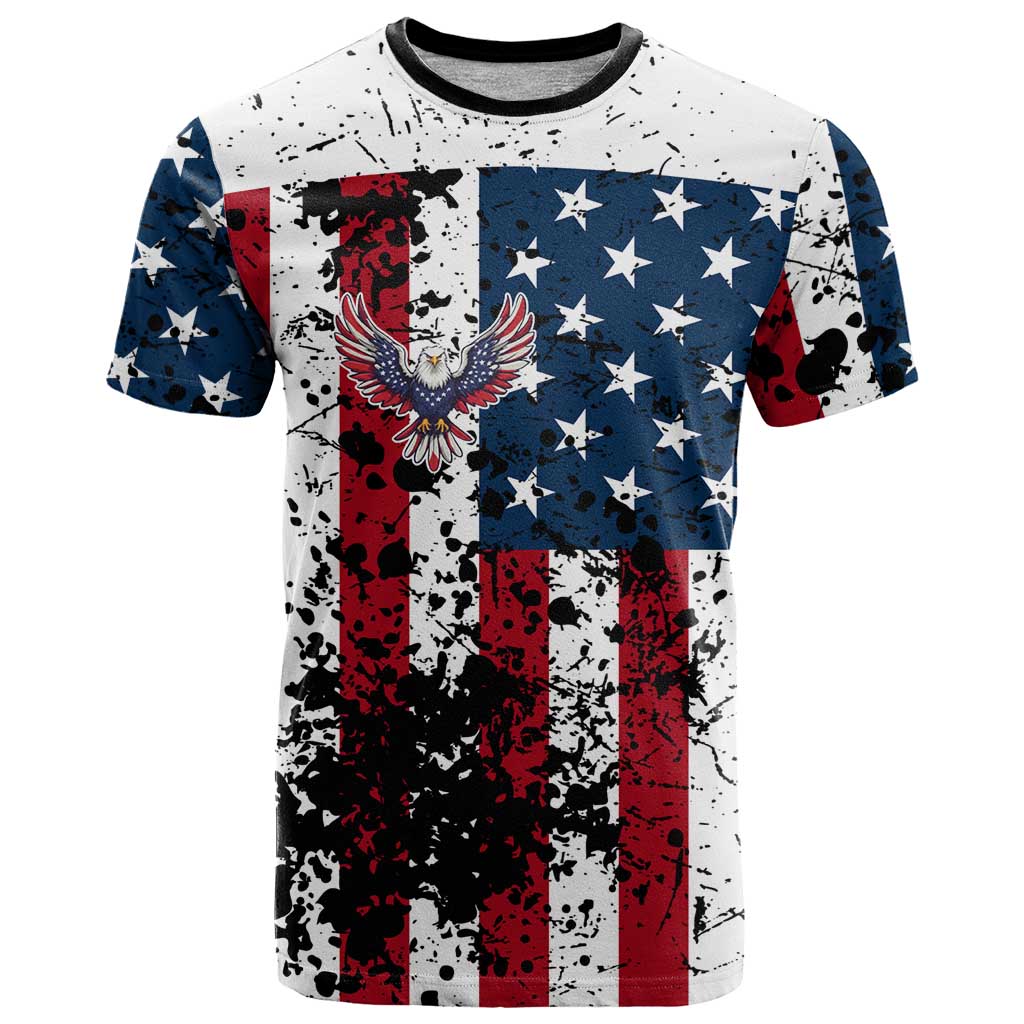 Custom American Flag Motocross T Shirt with Eagle Graphic - Wonder Print Shop