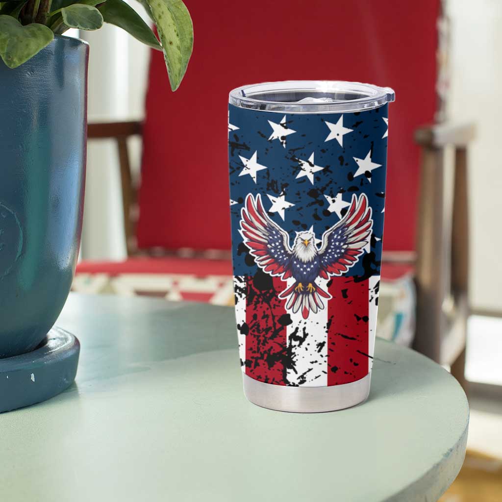 Custom American Flag Motocross Tumbler Cup with Eagle Graphic - Wonder Print Shop